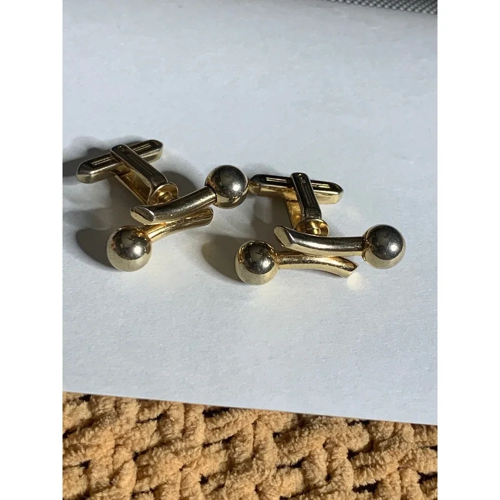 Gold Tone Ball‎ Cufflinks Classic Vintage Style Dress Shirt Accessories